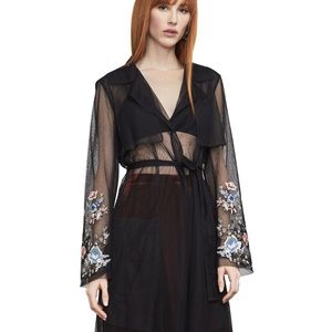 Embroidered Mesh Trench